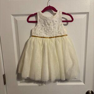 Cat & Jack 3T White Floral Dress with Gold Ribbon  - NWT